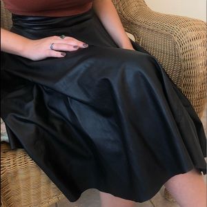 Zara women’s long leather skirt